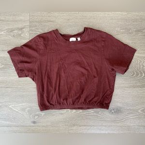 Aritzia Wilfred Piaf Elastic Hem Crop T-Shirt